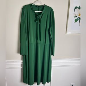 Eloquii Green Tie Neck Midi Dress, size 28